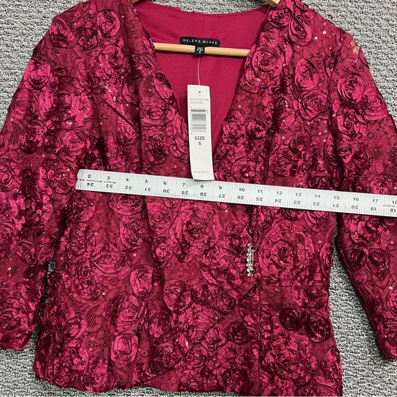 Helene Blake women’s red lace sequin wrap top size S NWT - Picture 4 of 14